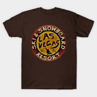 Las Vegas Ski & Snowboard Resort logo in yellow and burnt orange T-Shirt